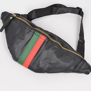 Belted Bag Green & Red Striped